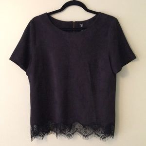 Design Lab Faux Suede Black Top